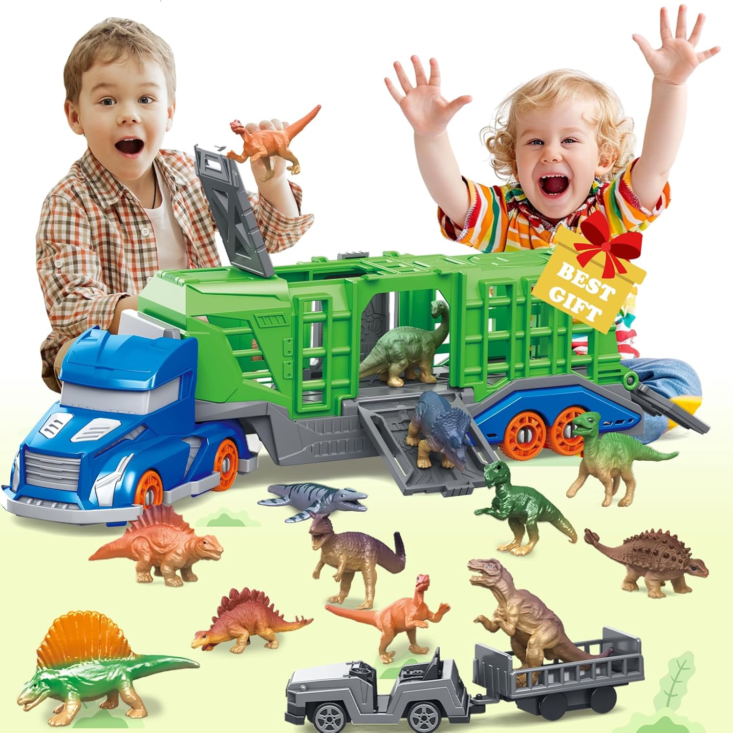 Kids Toys Under 1 Year - Set Mainan Kendaraan Pengangkut Dinosaurus Termasuk