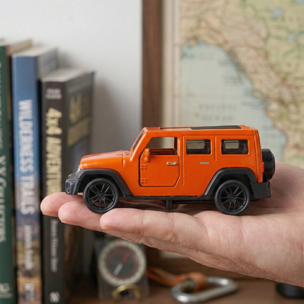 Kids Toys Jeep - 1:43 Model Die-Cast Jeep Wrangler Oranye,